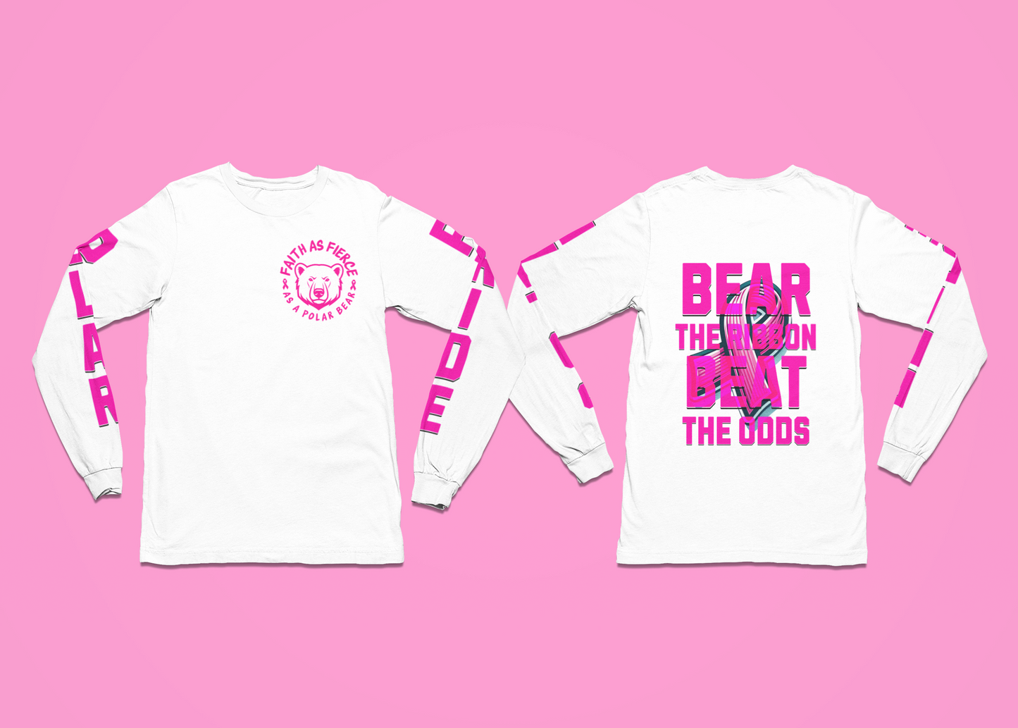 Polar Bears Care Cancer Awareness Long Sleeve Tee-Youth Size