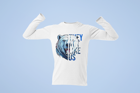 “They Like Us” Polar Bear Graphic Long Sleeve Tee-Adult Size