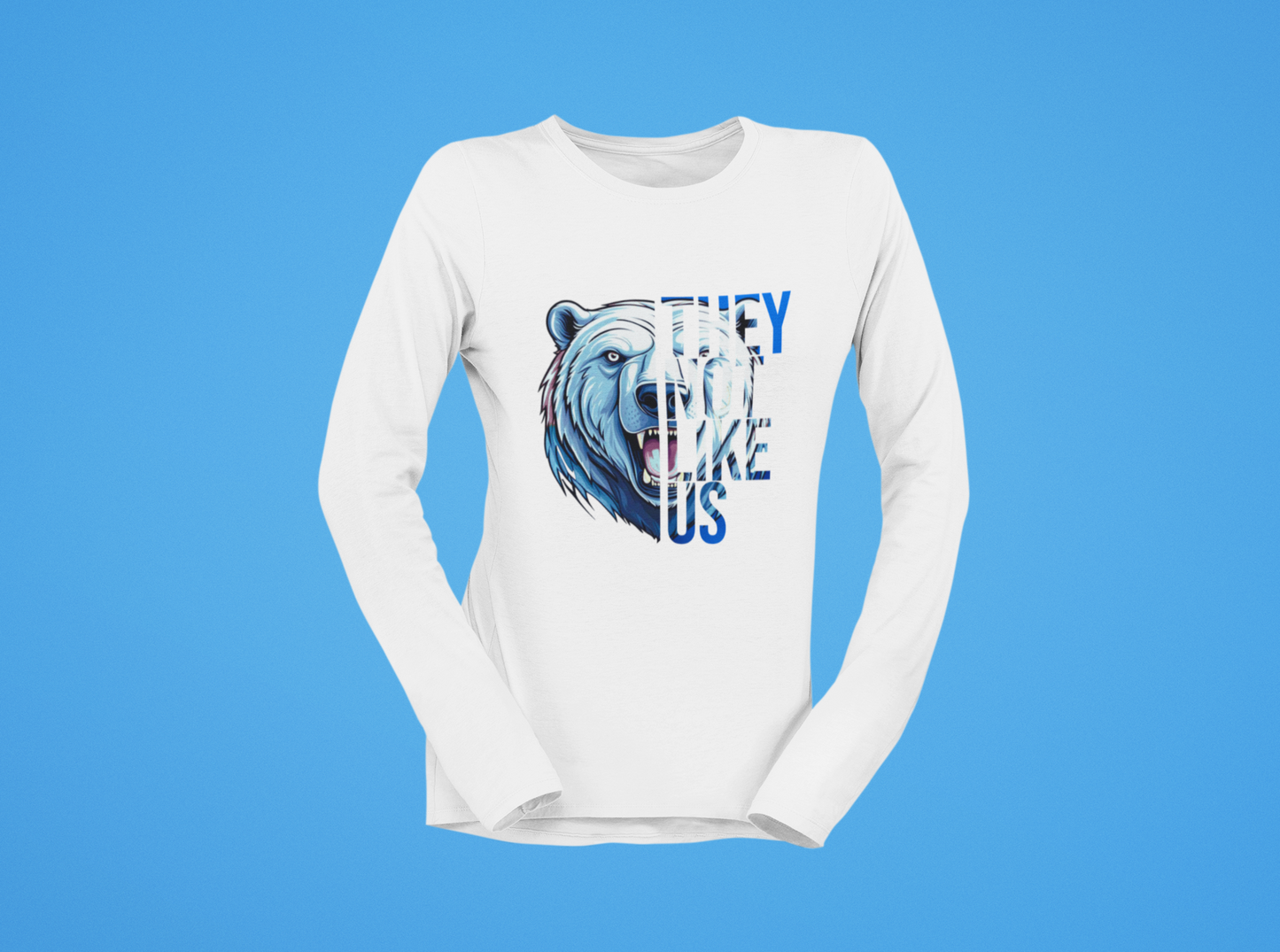 “They Like Us” Polar Bear Long Sleeve Graphic Tee-Youth Size