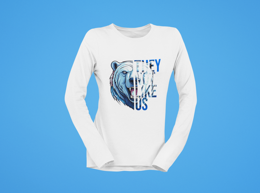 “They Like Us” Polar Bear Long Sleeve Graphic Tee-Youth Size