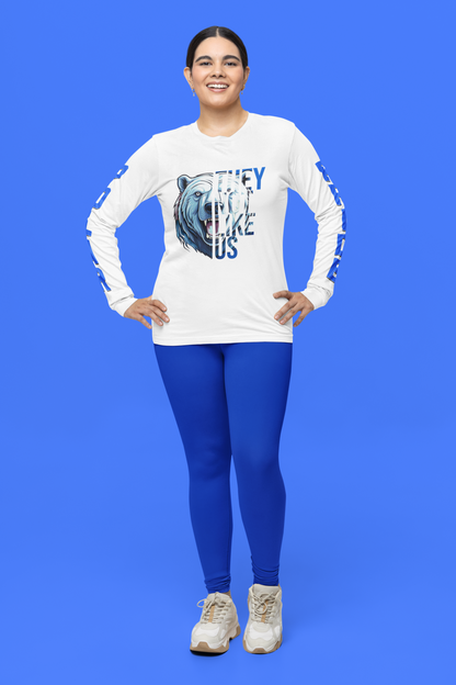 “They Like Us” Polar Bear Graphic Long Sleeve Tee-Adult Size